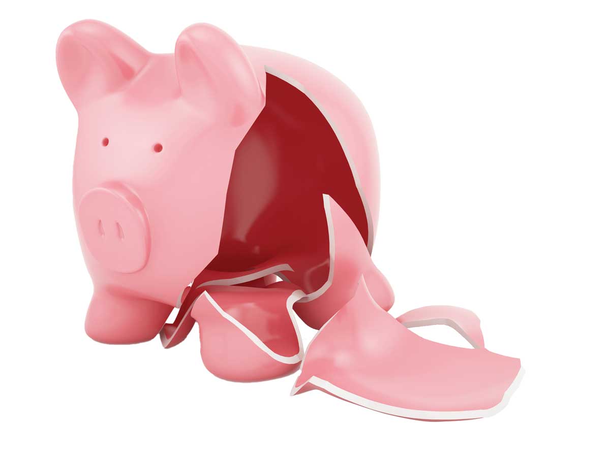 A broken piggy bank